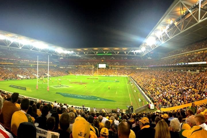Suncorp stadium on game night