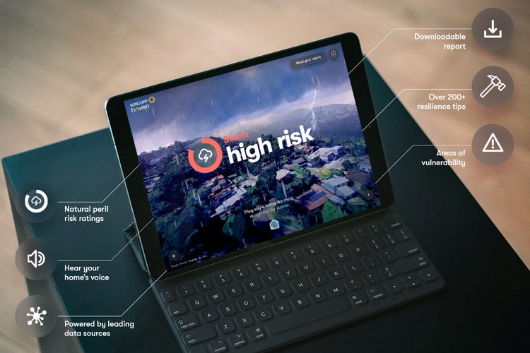 tablet with suncorp haven logo