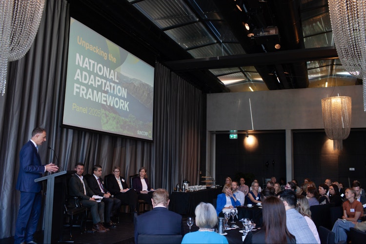 presentation in large hall with screen