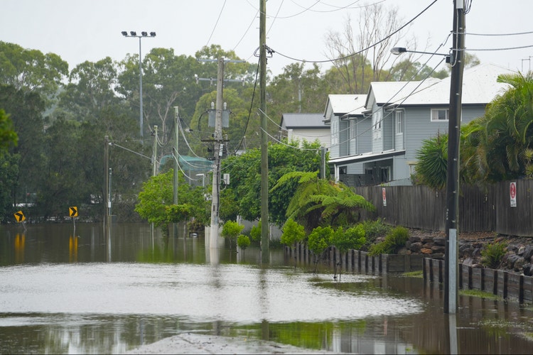 Flooded suburb street