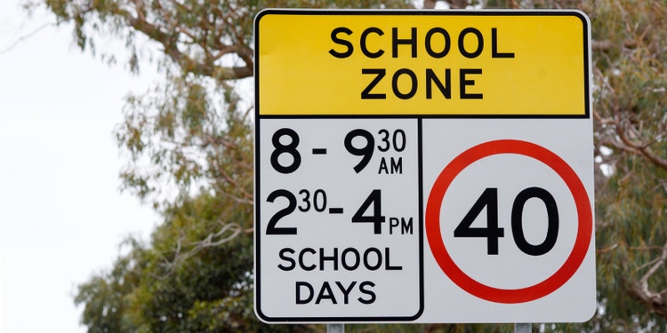 school zone sign in australia